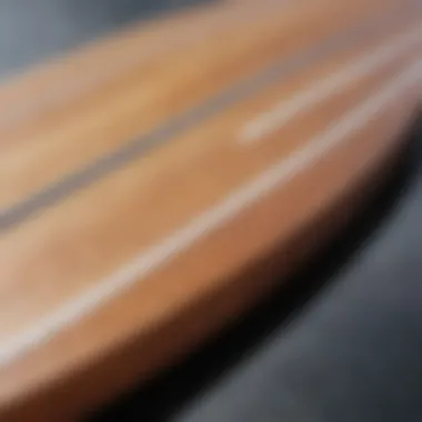 Close-up of surfboard materials and textures