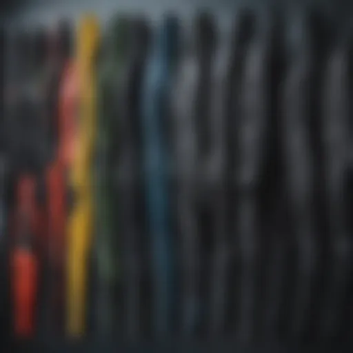 Diverse types of wetsuits laid out for comparison