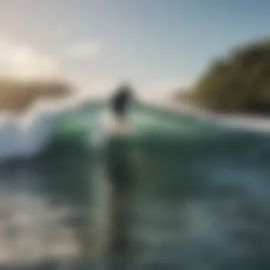 A breathtaking view of a surfer riding a wave in Costa Rica