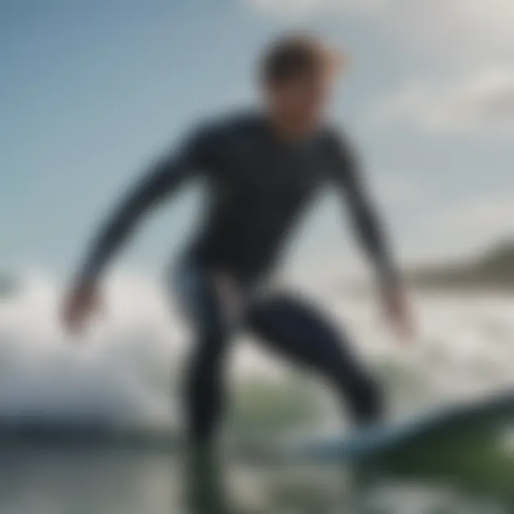 Surfer testing wetsuit in the ocean