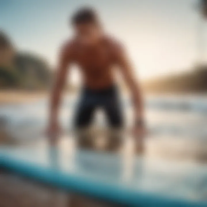 Surfer assessing hydration levels on the beach