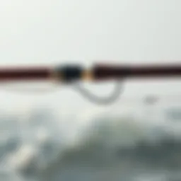 A close-up view of a high-quality surf rod with intricate detailing