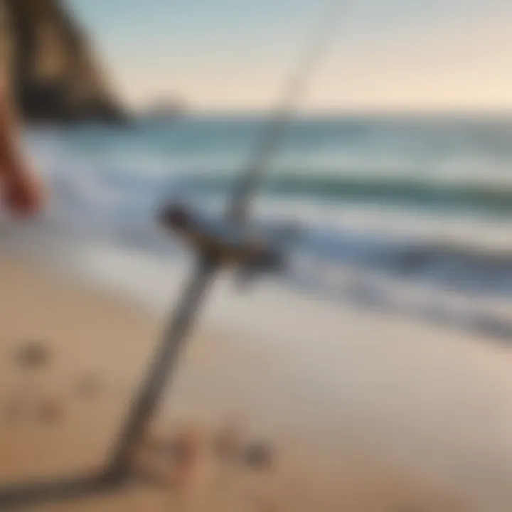 User testing the BerryPro Surf Spinning Fishing Rod in action on the beach