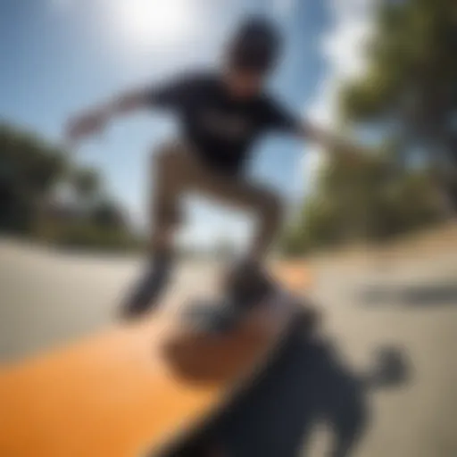 Skateboarder capturing action with GoPro