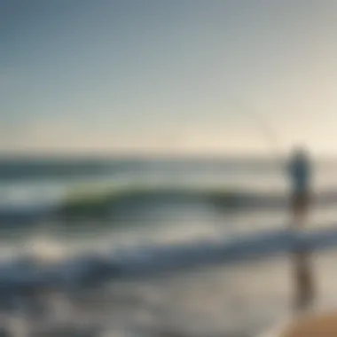 Angler casting a line in surf conditions