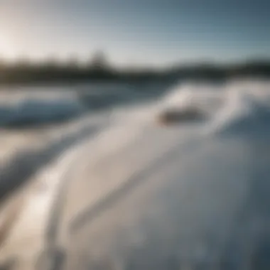 Close-up of wakesurf board on the boat