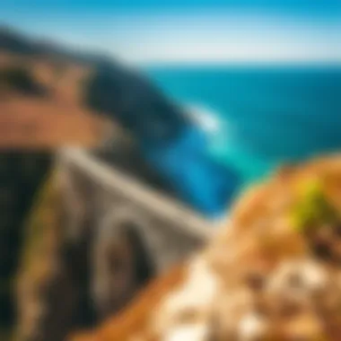 Aerial view of the iconic Bixby Creek Bridge in Big Sur