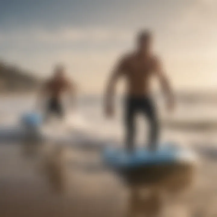 A group of surfers enjoying their time at the beach with Body Glove boogie boards