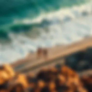 Top Boogie Boarding Destination An aerial view of a popular boogie boarding location with surfers