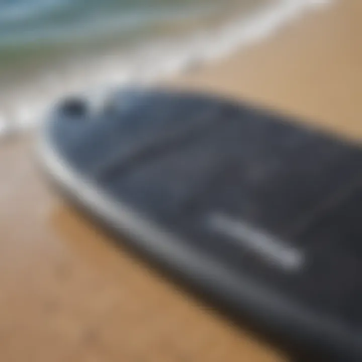 Detailed close-up of boogie board features and materials