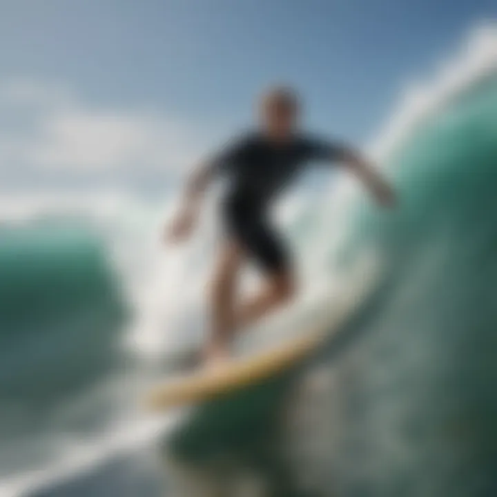 A surfer enjoying a wave with a high-performance boogie board