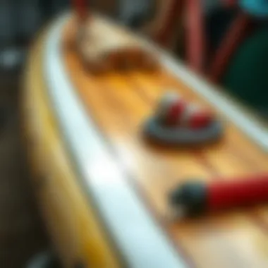 A close-up of various surfboard materials used in buoy surfboards