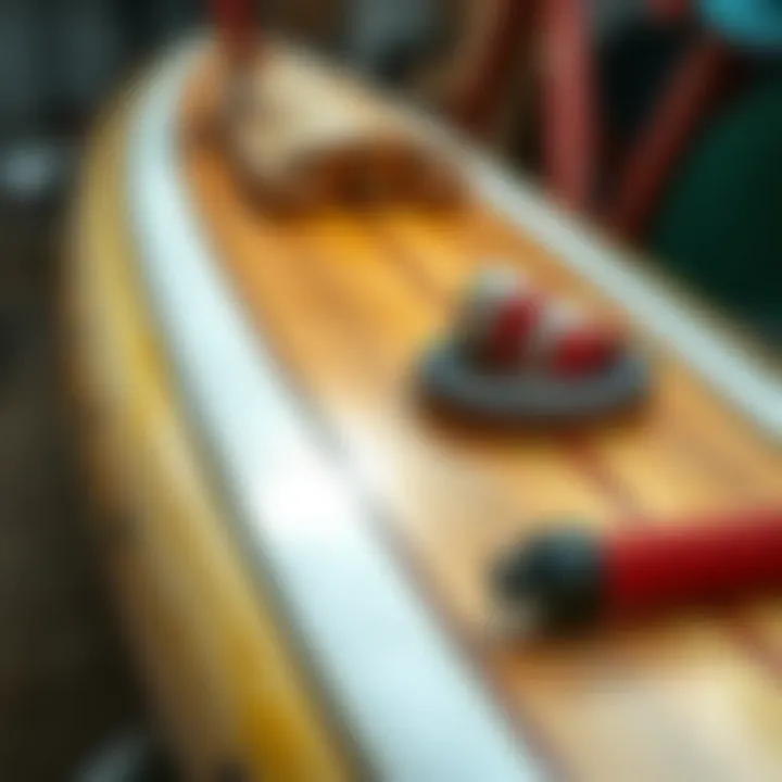 A close-up of various surfboard materials used in buoy surfboards