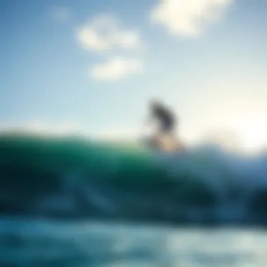 Surfer in action using a buoy surfboard in the ocean