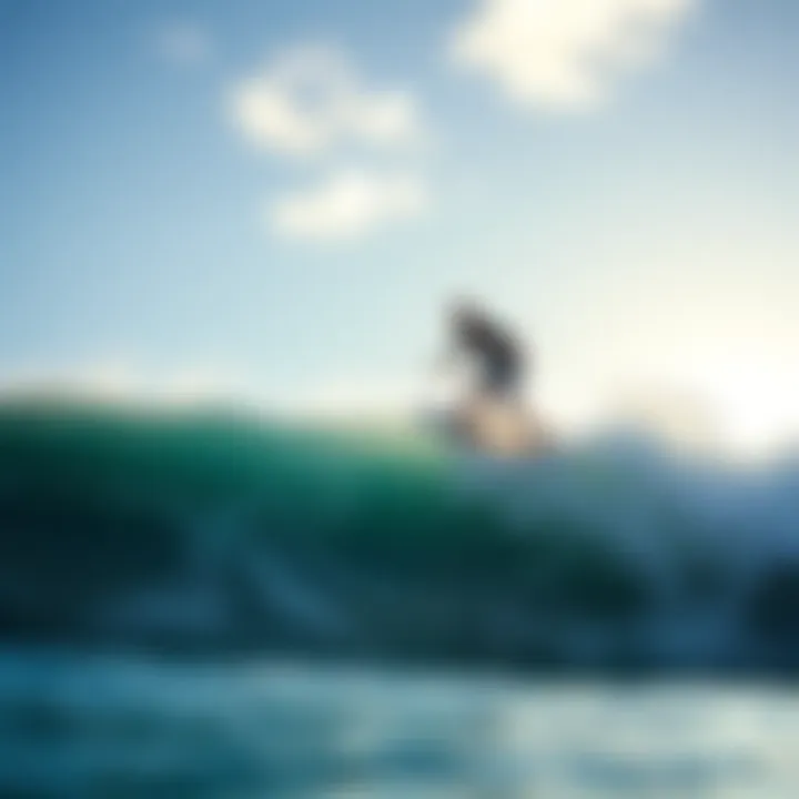 Surfer in action using a buoy surfboard in the ocean