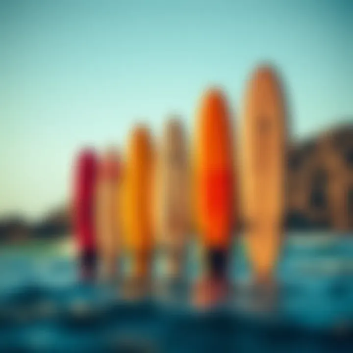 Visual comparison of surfboard sizes