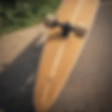 Detailed view of a longboard surf rack made from eco-friendly materials