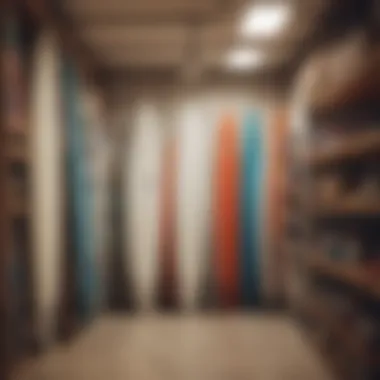 Neatly organized surfboards in a clutter-free space