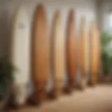 Elegant wooden surfboard rack design showcasing craftsmanship