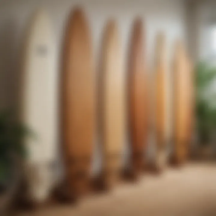 Elegant wooden surfboard rack design showcasing craftsmanship