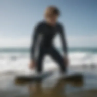 Wetsuit Maintenance Techniques Surfer maintaining a wetsuit, showcasing care techniques