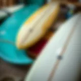 Various surfboard materials laid out for selection