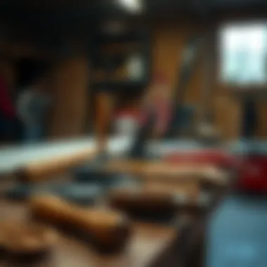 Essential Tools for Shaping Your Surfboard Surfboard shaping tools arranged on a workbench