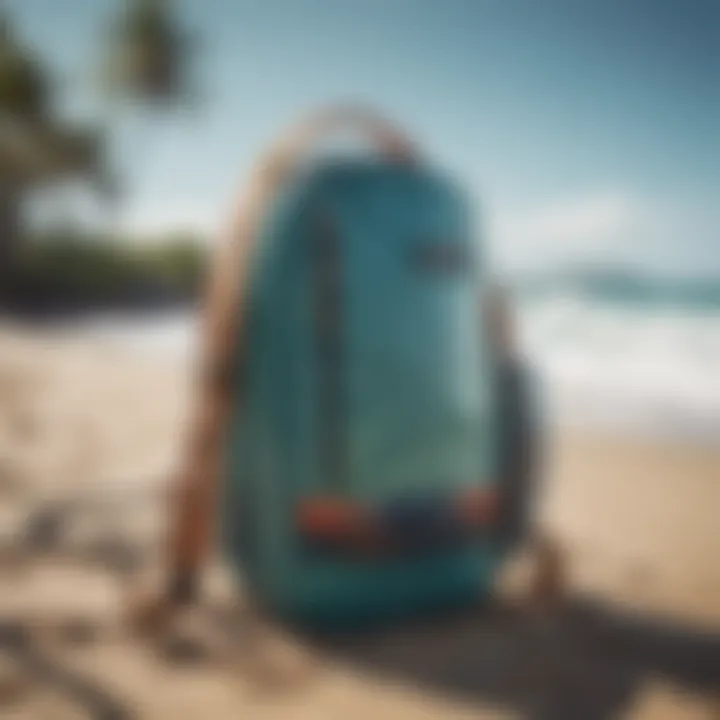 Stylish Dakine surf bag on the beach