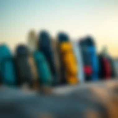 Collection of Dakine Surf Board Bags Various Dakine surf board bags displayed