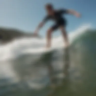 Surfer demonstrating stability on a surfboard