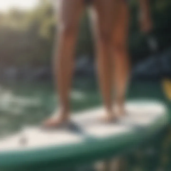 Person measuring paddle board