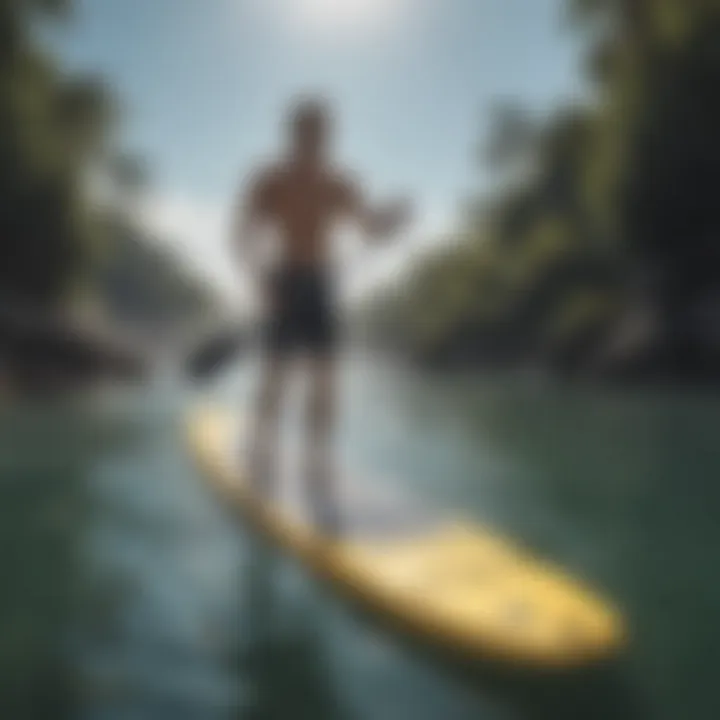 Paddler on water with paddle board