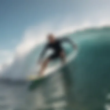 Surfer in action with the right leash size