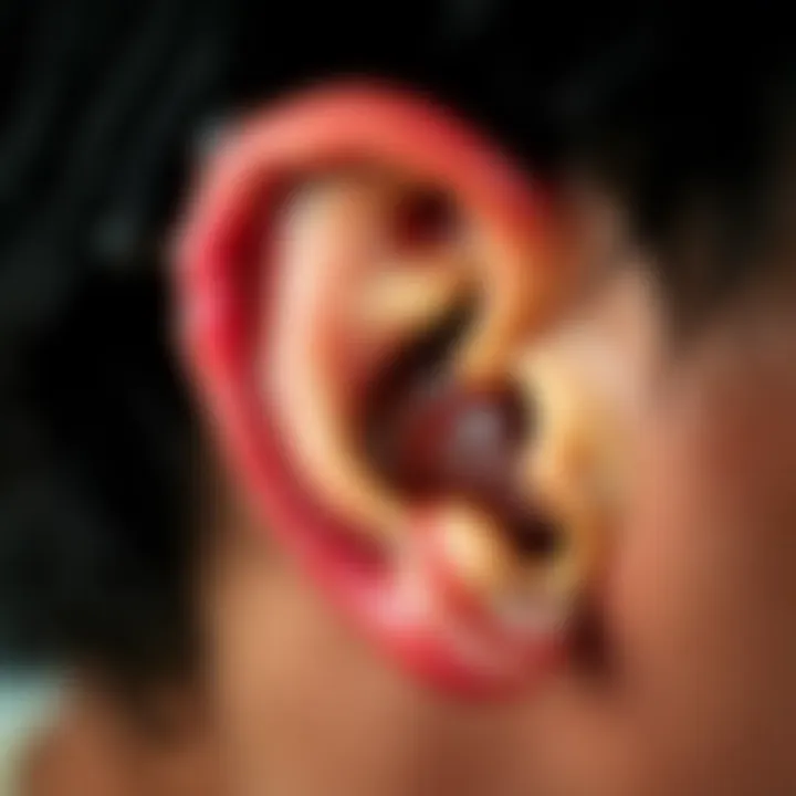 A diagram showing the anatomy of the ear and how water can get trapped