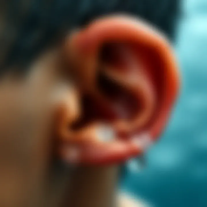 Close-up of an ear with water droplets