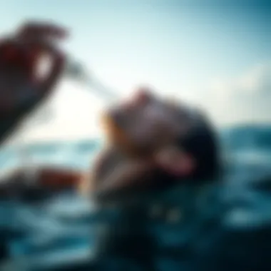 Person tilting head to one side to drain water from ear