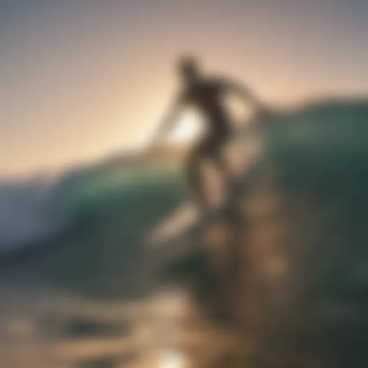 Surfer enjoying waves during sunset