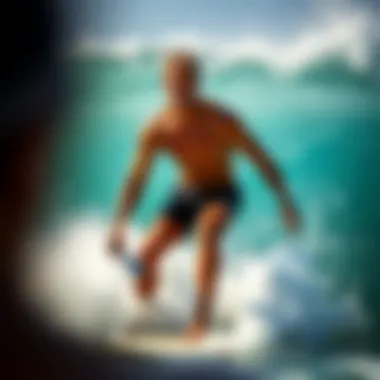 Surfer performing lung capacity training with resistance training