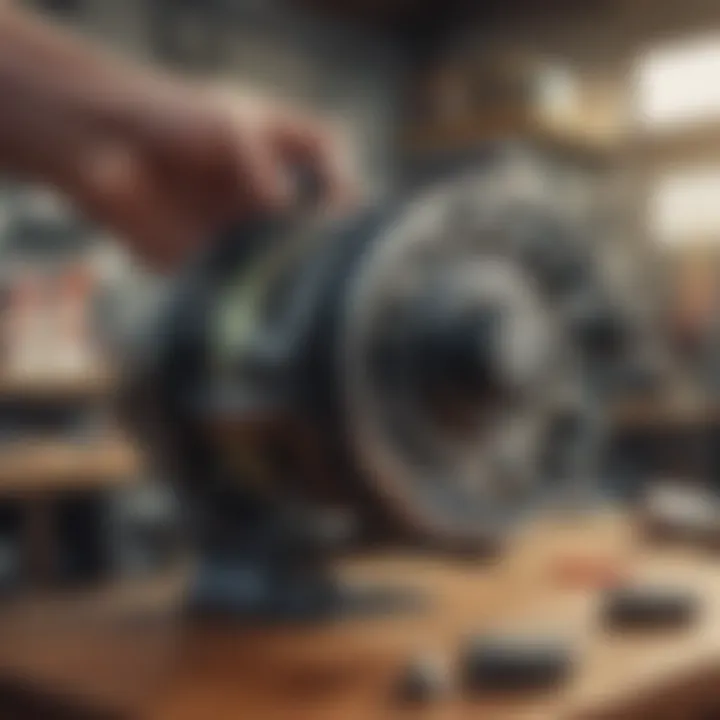 Angler selecting a reel at a fishing tackle shop