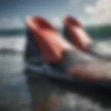 Close-up view of a bodyboard flipper showcasing its fin design