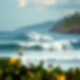 Surfers Riding Waves in Costa Rica A picturesque view of surfers riding waves at a popular beach in Costa Rica.
