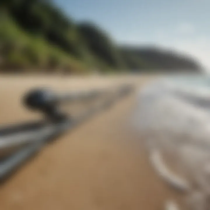 Daiwa surf rod in action on the beach while fishing