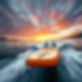 High-speed paddle board gliding over water
