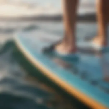 Close-up of fit wave paddle board material showcasing durability