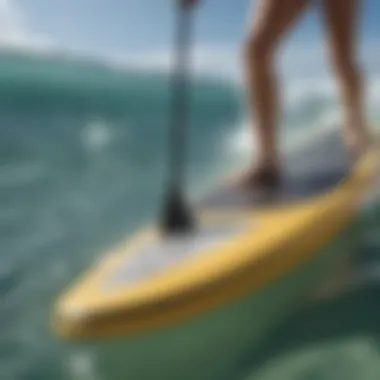 Sleek Fit Wave Paddle Board in Action A sleek fit wave paddle board gliding through crystal clear waters