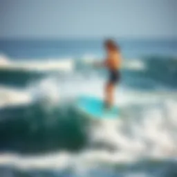 Dynamic hydrofoil surfboard in action on the waves