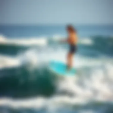 Dynamic hydrofoil surfboard in action on the waves