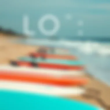Hydrofoil Surfboards on the Beach Hydrofoil surfboards lined up on the beach