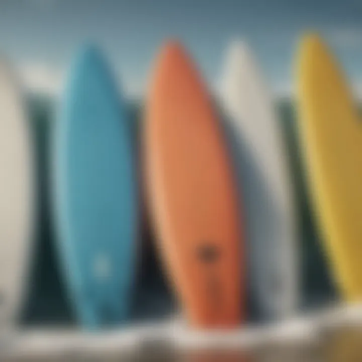 Illustration of the evolution of surfboard technology over the years