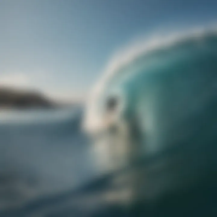 Surfer riding a wave in the clear waters of La Lancha